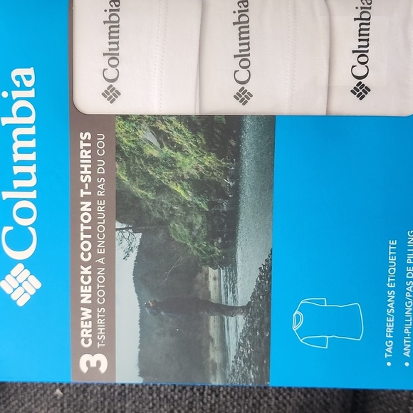 🎄Columbia Men's 3 Pack White Crew Neck Tee Classic Fit T Shirts - Picture 5 of 5